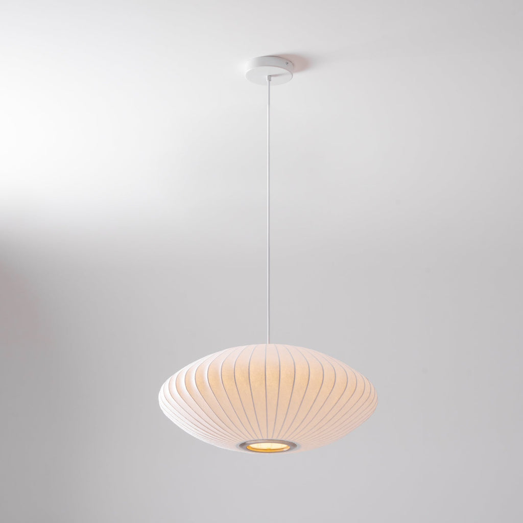 Pendant Light, Crisscross Bubble, Mulberry Silk, Steel Wireframe, E26