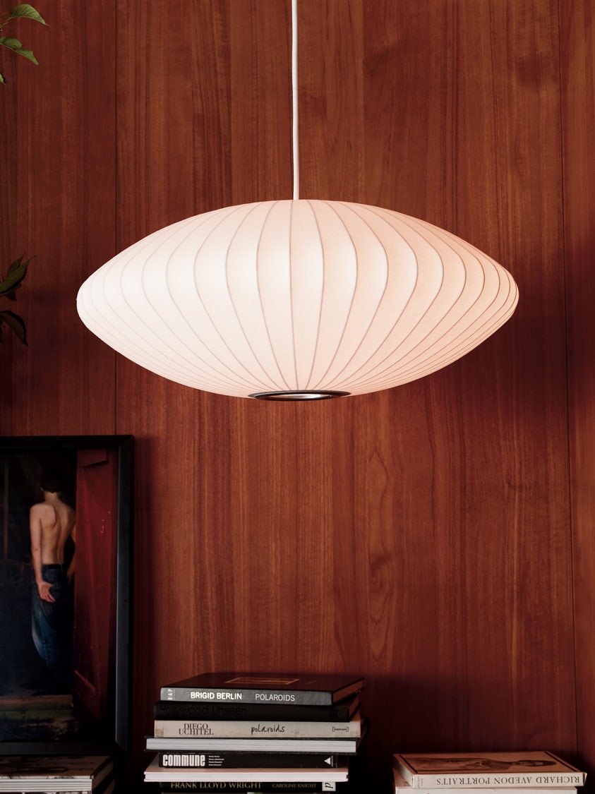Pendant Light, Crisscross Bubble, Mulberry Silk, Steel Wireframe, E26