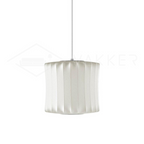 White lantern silk bubble pendant light shown on plain backdrop