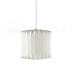 Lantern-shaped silk bubble pendant light on a clean background