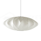 Saucer criss-cross bubble pendant light shown on plain backdrop