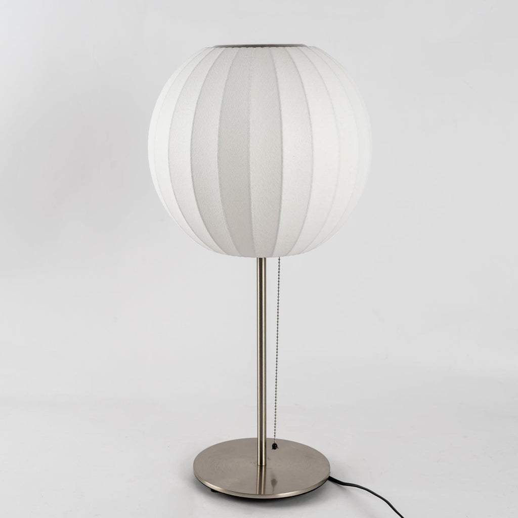 Faux silk bubble table lamp styled beside a sofa for warm ambient light
