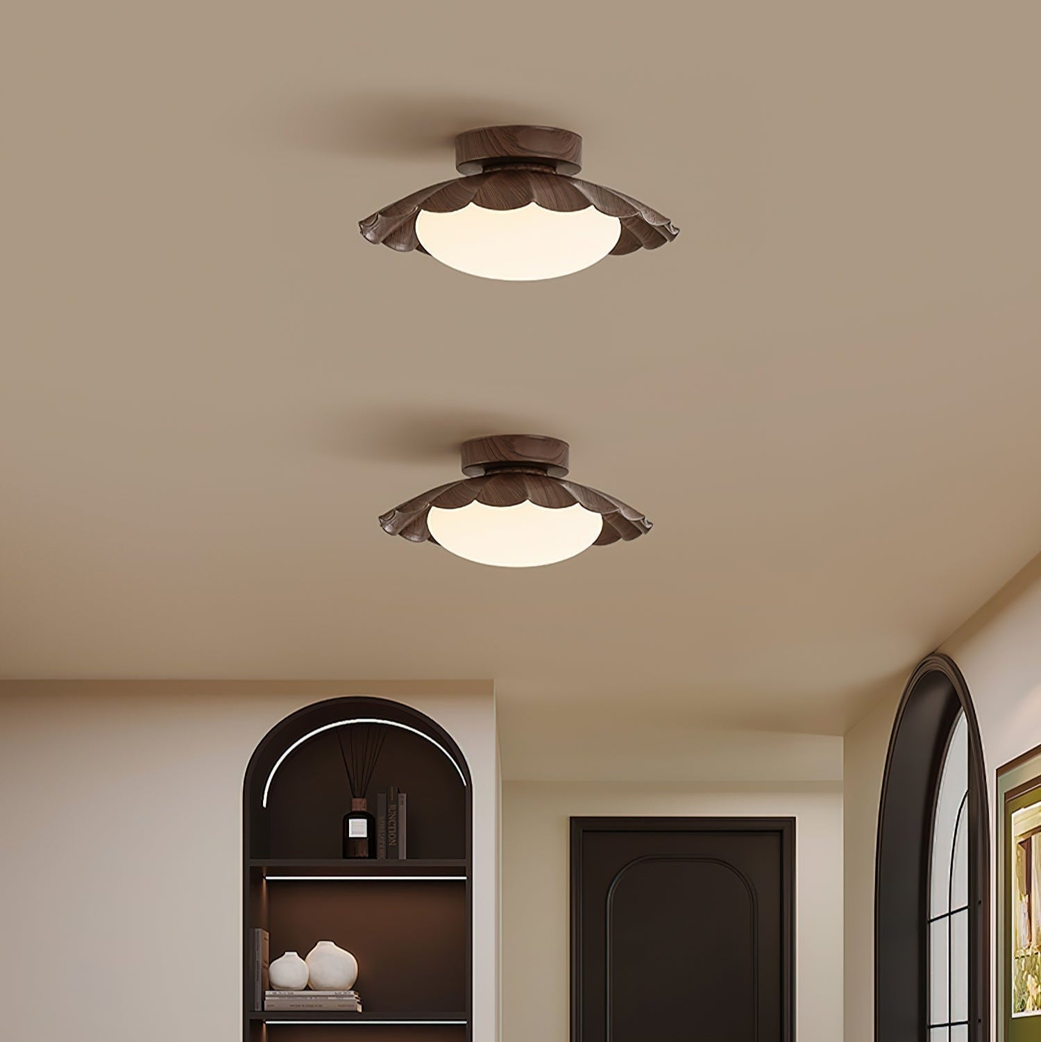 Flush Mount Ceiling Light, Aria Nephele Scalloped Cloud Design