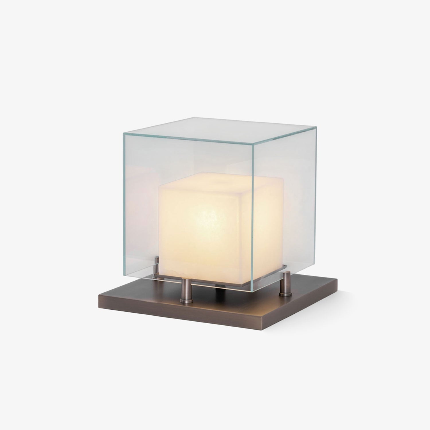 Arqra Alabaster Table Lamp, Black or Bronze Base, Clear or White Shade, Three Sizes