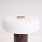 Table Lamp, Opaline Glass Shade, Marble Base, Cordless LED