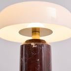 Table Lamp, Opaline Glass Shade, Marble Base, Cordless LED