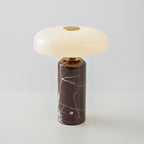 Table Lamp, Opaline Glass Shade, Marble Base, Cordless LED