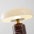 Table Lamp, Opaline Glass Shade, Marble Base, Cordless LED