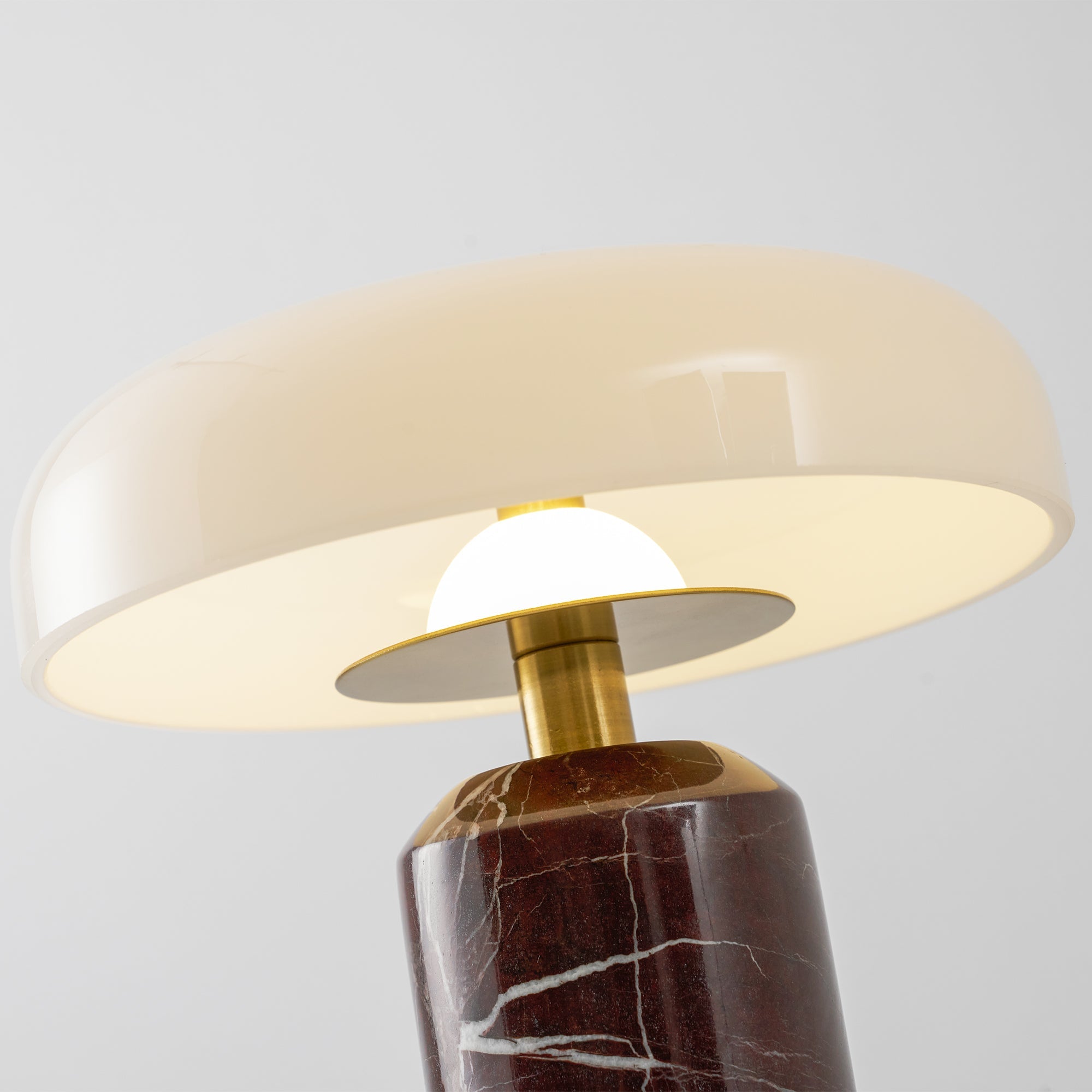 Table Lamp, Opaline Glass Shade, Marble Base, Cordless LED