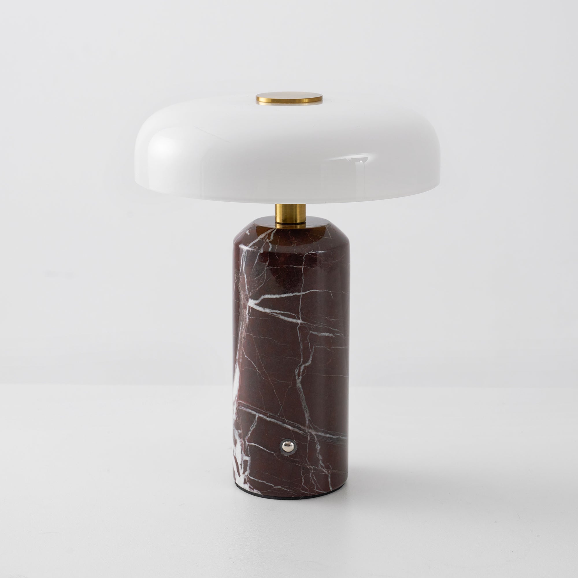 Table Lamp, Opaline Glass Shade, Marble Base, Cordless LED