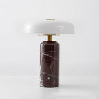 Table Lamp, Opaline Glass Shade, Marble Base, Cordless LED