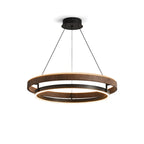 Dobbelt Ring LED Lysekrone, Valnød eller Sort Finish, Loftmontering