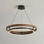 Dobbelt Ring LED Lysekrone, Valnød eller Sort Finish, Loftmontering