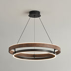 Dobbelt Ring LED Lysekrone, Valnød eller Sort Finish, Loftmontering