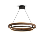 Dobbelt Ring LED Lysekrone, Valnød eller Sort Finish, Loftmontering