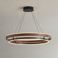 Dobbelt Ring LED Lysekrone, Valnød eller Sort Finish, Loftmontering