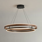 Dobbelt Ring LED Lysekrone, Valnød eller Sort Finish, Loftmontering