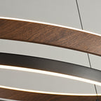 Dobbelt Ring LED Lysekrone, Valnød eller Sort Finish, Loftmontering