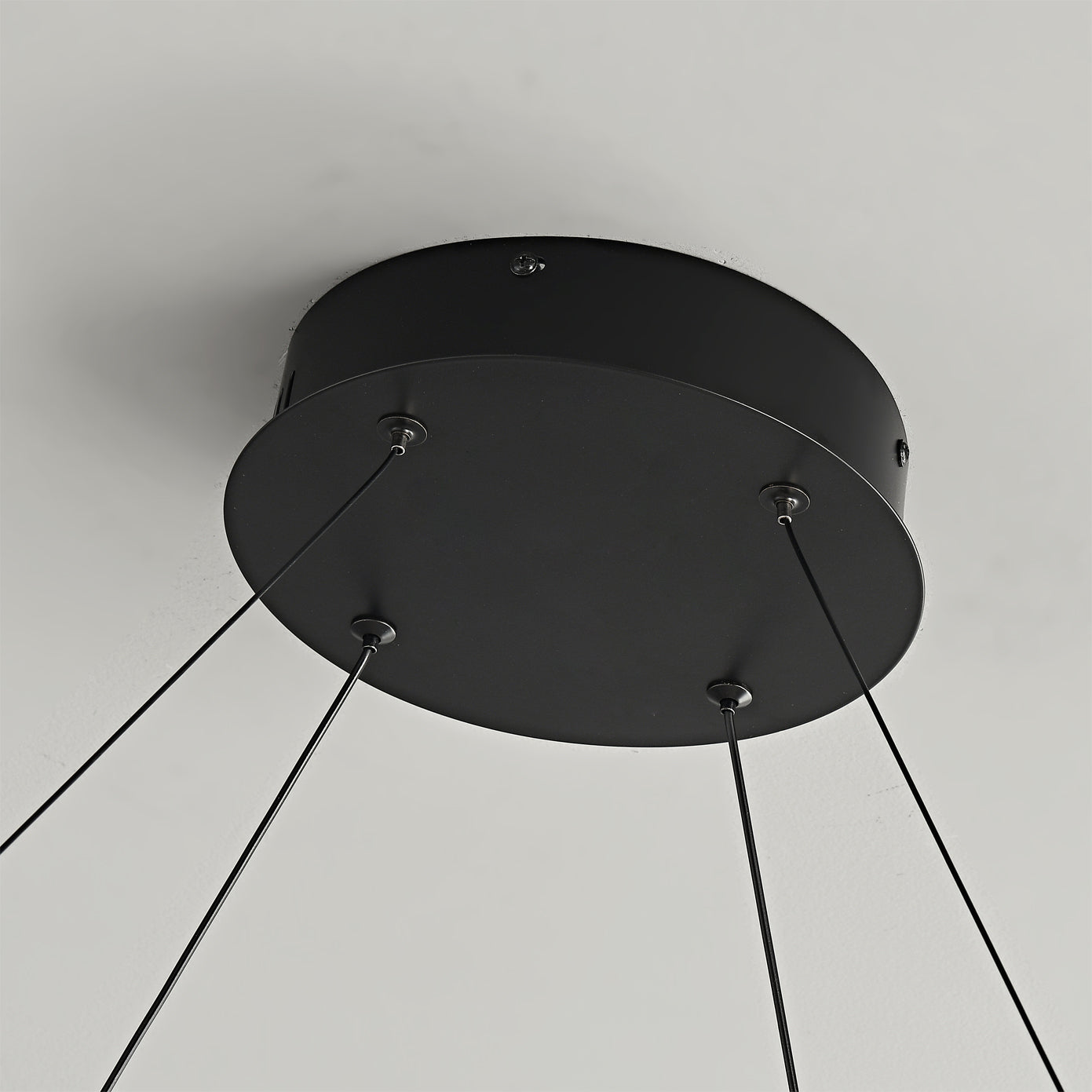 Dobbelt Ring LED Lysekrone, Valnød eller Sort Finish, Loftmontering