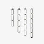 Line drawing of four Clérachic pendant configurations, each a vertical stack of clear glass cylinders.