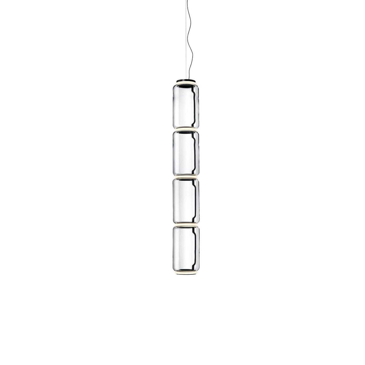 Studio shot of this Clérachic pendant's four-cylinder clear-glass stack on a plain white background.