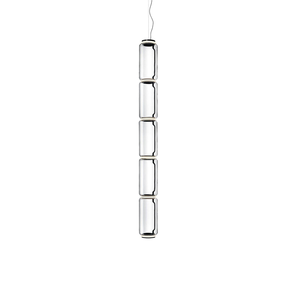 Studio shot of this Clérachic pendant's five-cylinder clear-glass stack on a plain white background.
