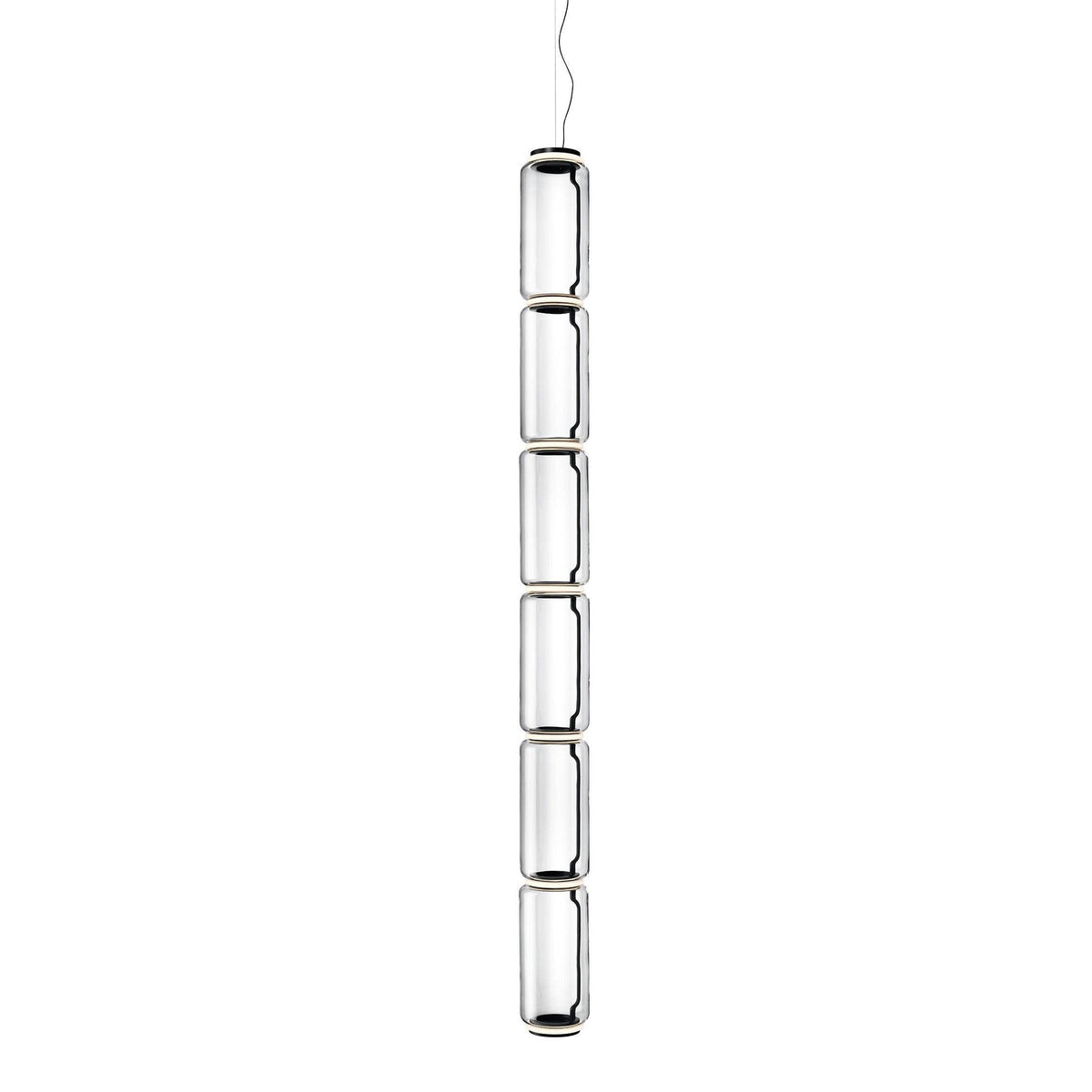 Studio shot of this Clérachic pendant's six-cylinder clear-glass stack on a plain white background.