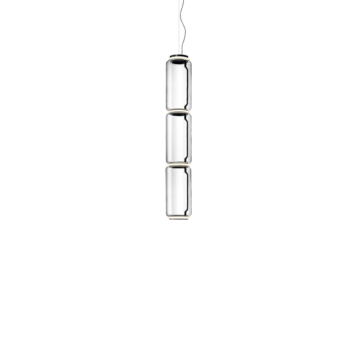 Studio shot of this Clérachic pendant's three-cylinder clear-glass stack on a plain white background.