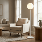 Nordic Style Globe Lamp With Metal Frame And Frosted Glass Shade 60 Inches Tall