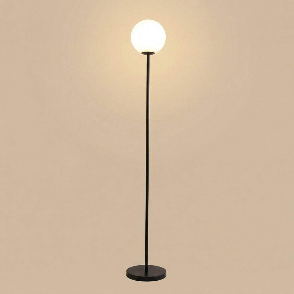 Nordic Style Globe Lamp With Metal Frame And Frosted Glass Shade 60 Inches Tall