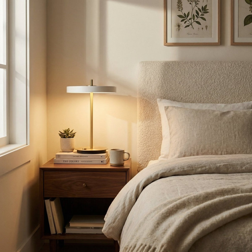 Nordic Style Table Lamp With LED And Wood Base Adjustable Brightness 15 Inch