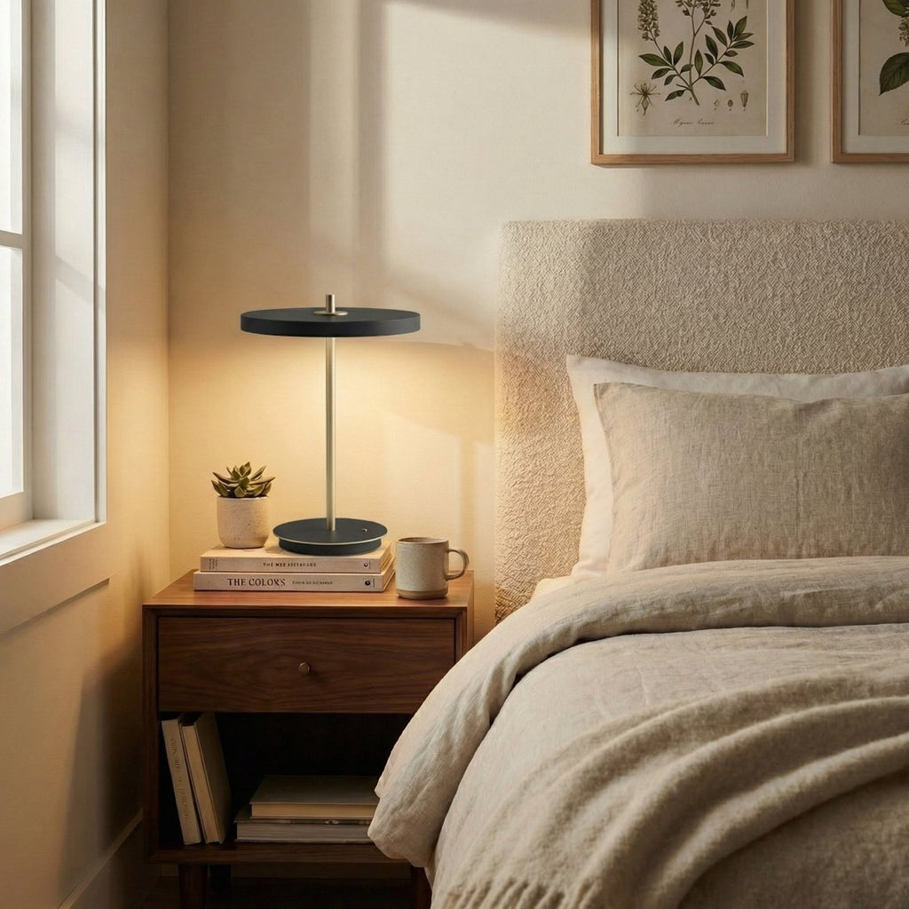 Nordic Style Table Lamp With LED And Wood Base Adjustable Brightness 15 Inch