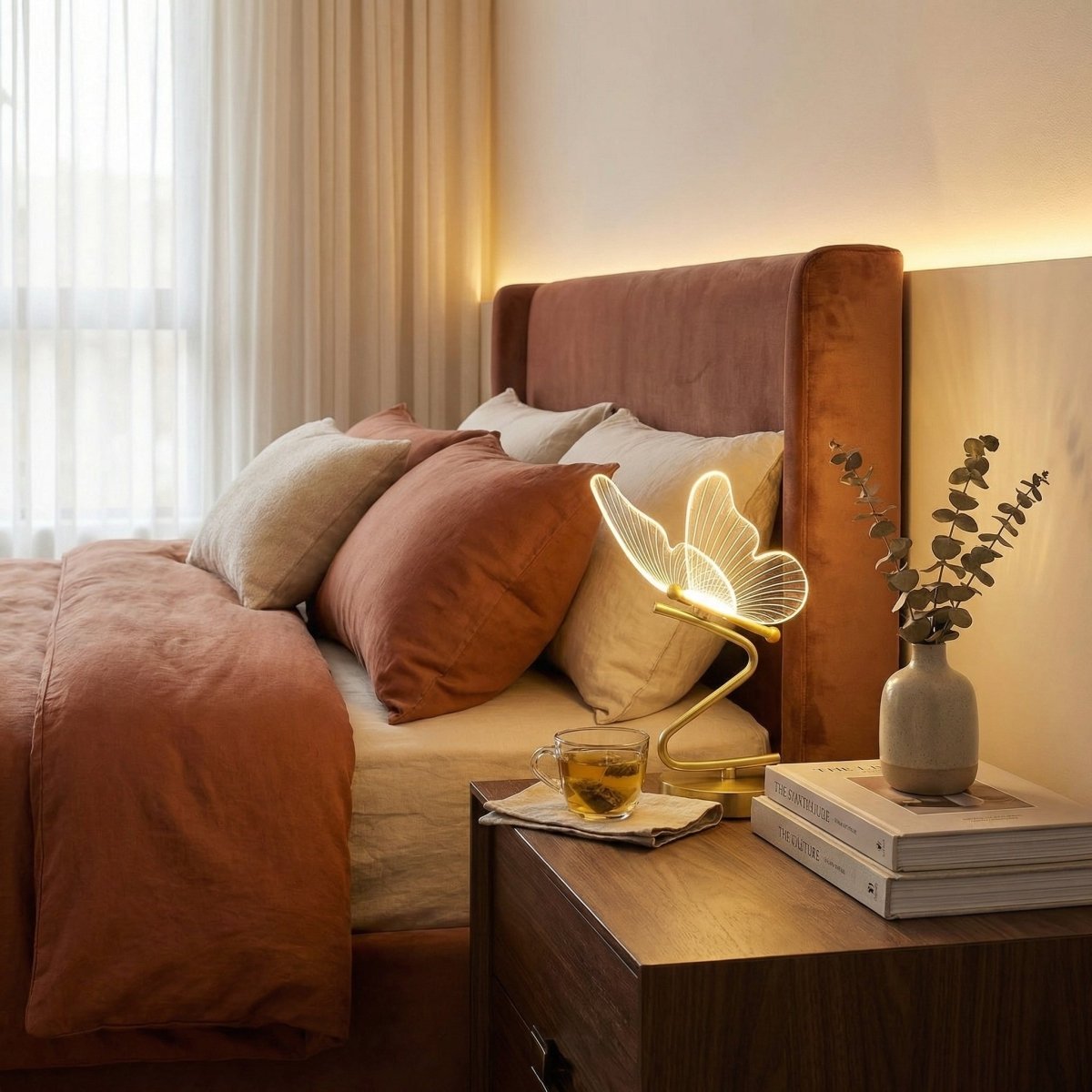 Butterfly-Designed Nordic Table Lamp Featuring Metal Frame And Glass Shade 16 Inch