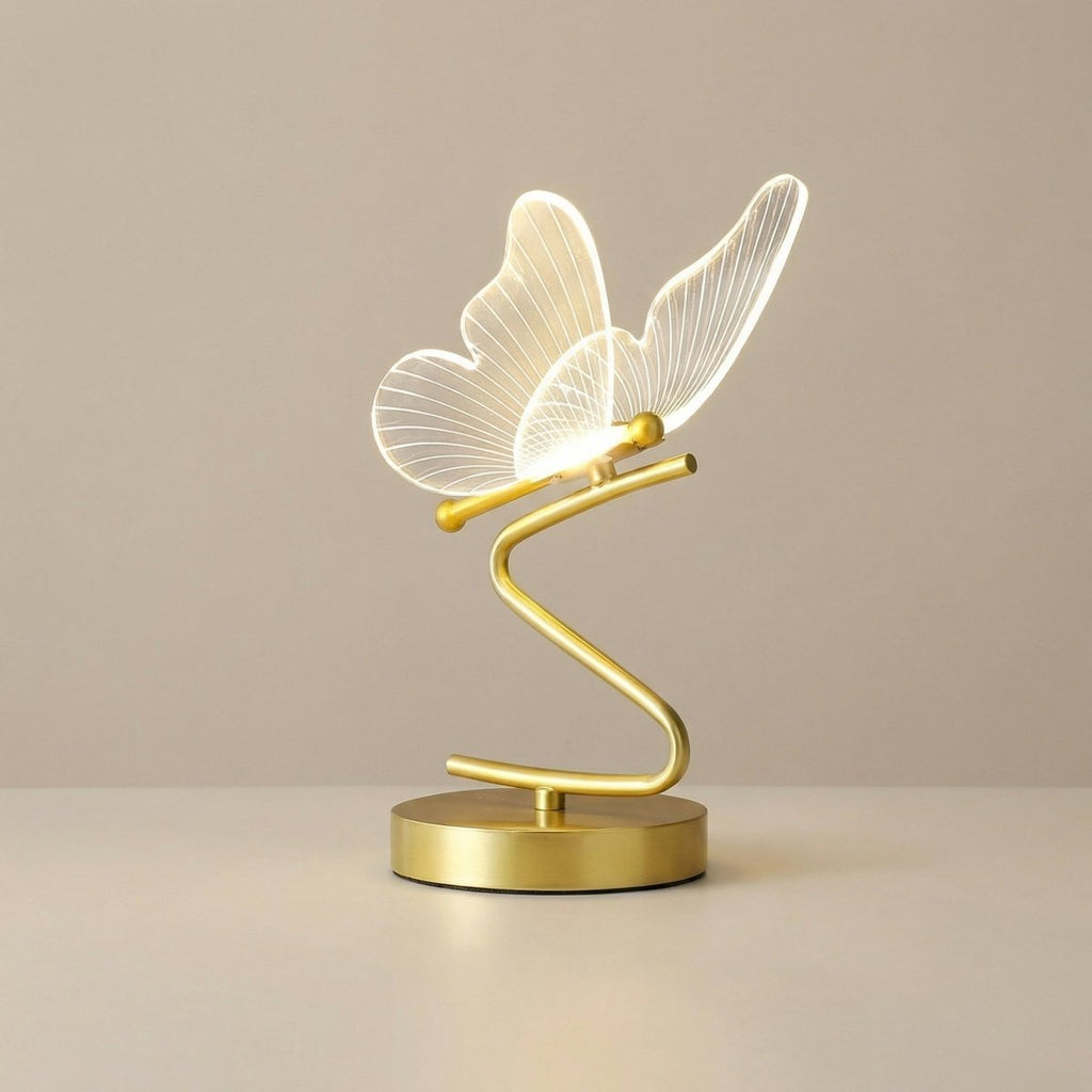 Butterfly-Designed Nordic Table Lamp Featuring Metal Frame And Glass Shade 16 Inch
