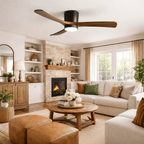 Sycamore wood ceiling fan blades with metal hub, detail view