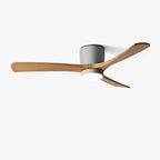 Loftventilator med solidt træblad, integreret LED og DC-motor