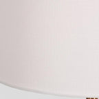 Macro close-up of the woven white fabric texture on this Clérachic table lamp's drum shade.