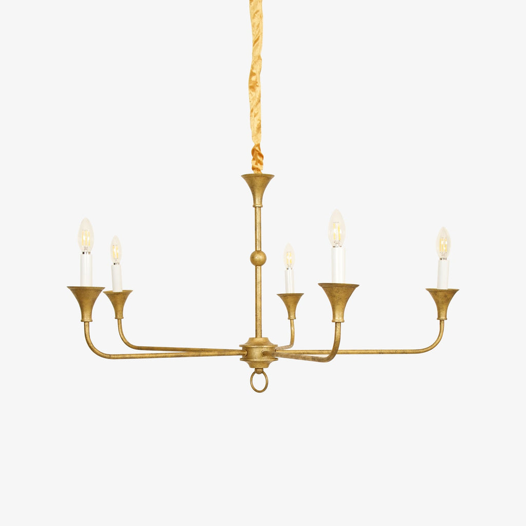 Candle chandelier full fixture view against a plain background