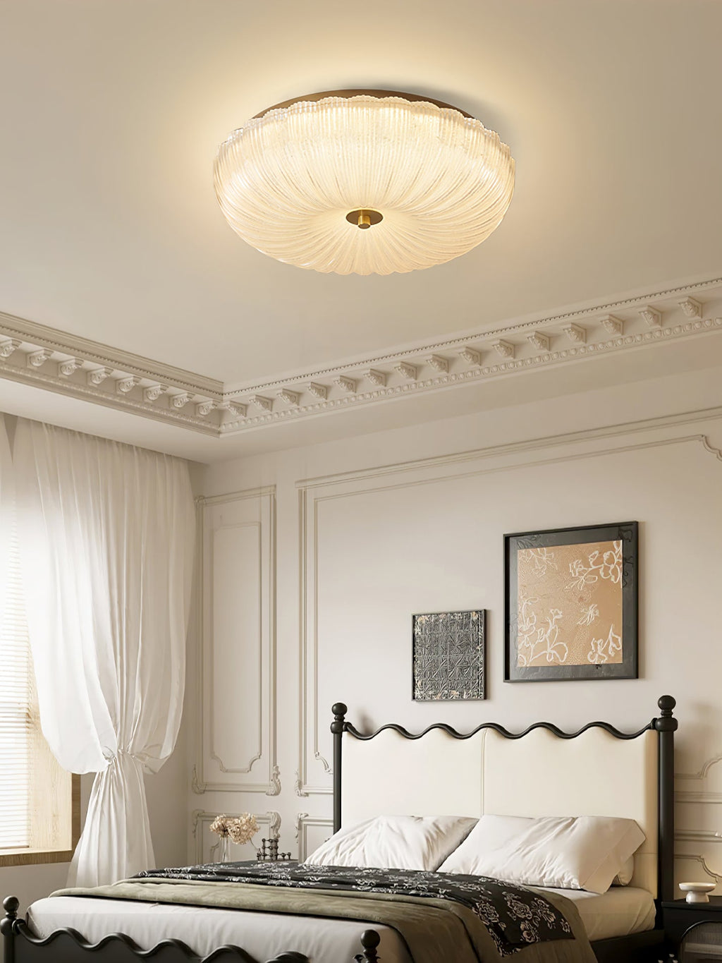 Frosted glass ceiling light with soft even illumination