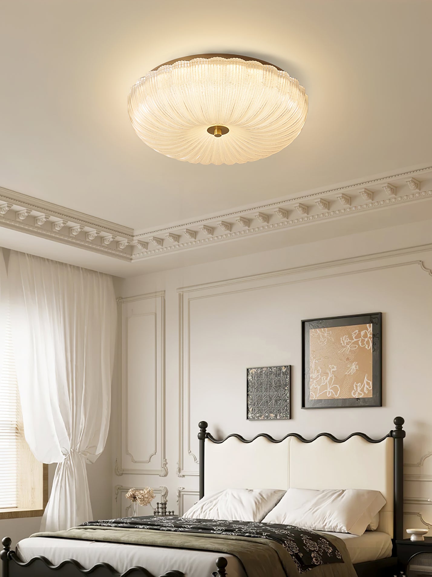 Frosted glass ceiling light with soft even illumination