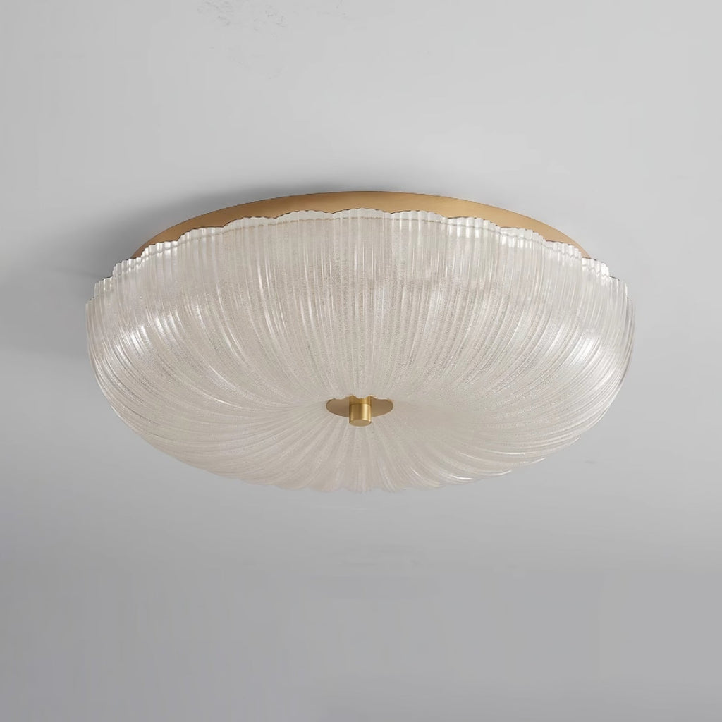 Ceiling Light, Frosted Sand Glass Shade, Integrated LED, Gold Trim