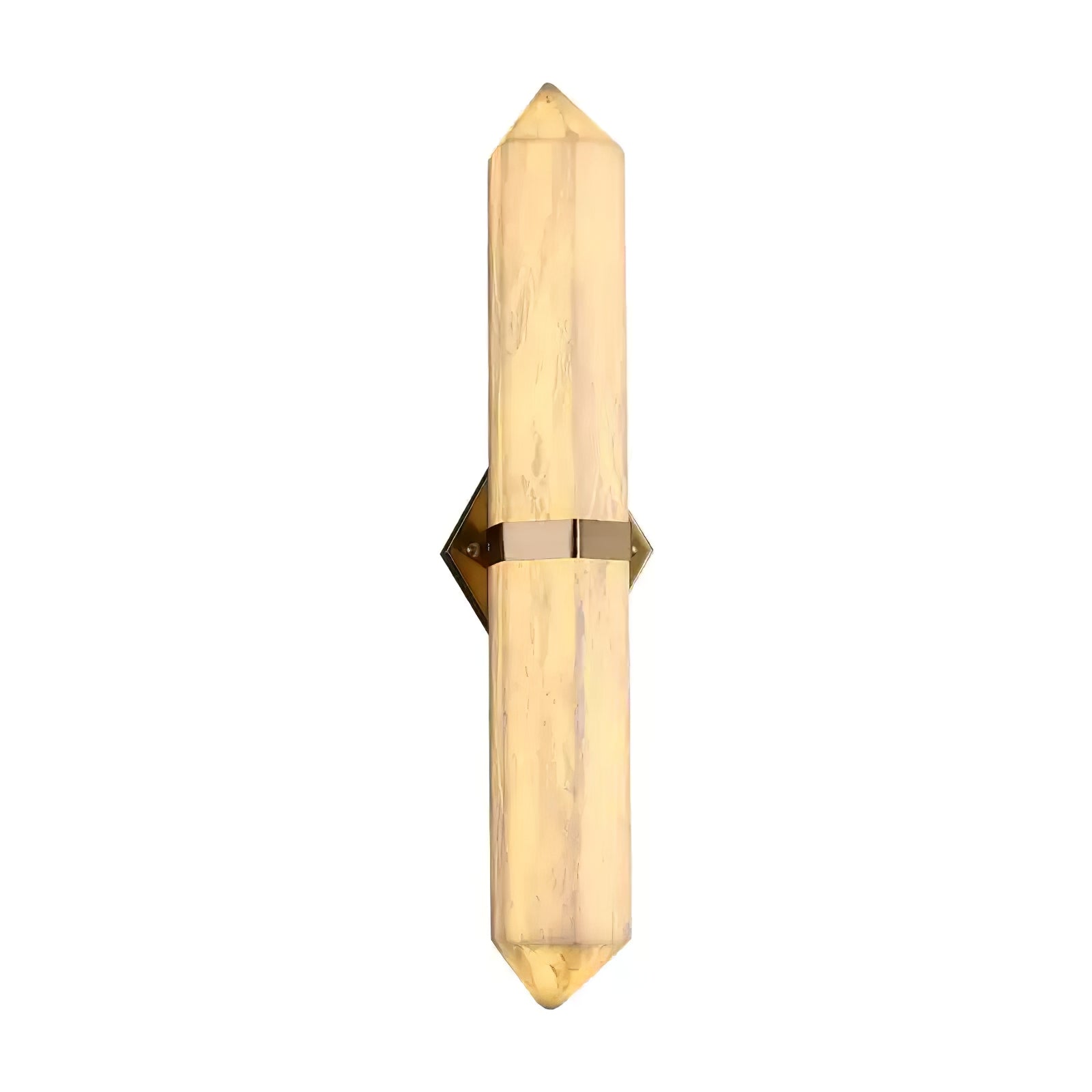 The sconce on white with its brass band, shown straight on and unlit.
