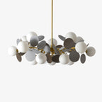Tree chandelier installed over a kitchen island area