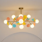 Tree chandelier full frame view with shades in place