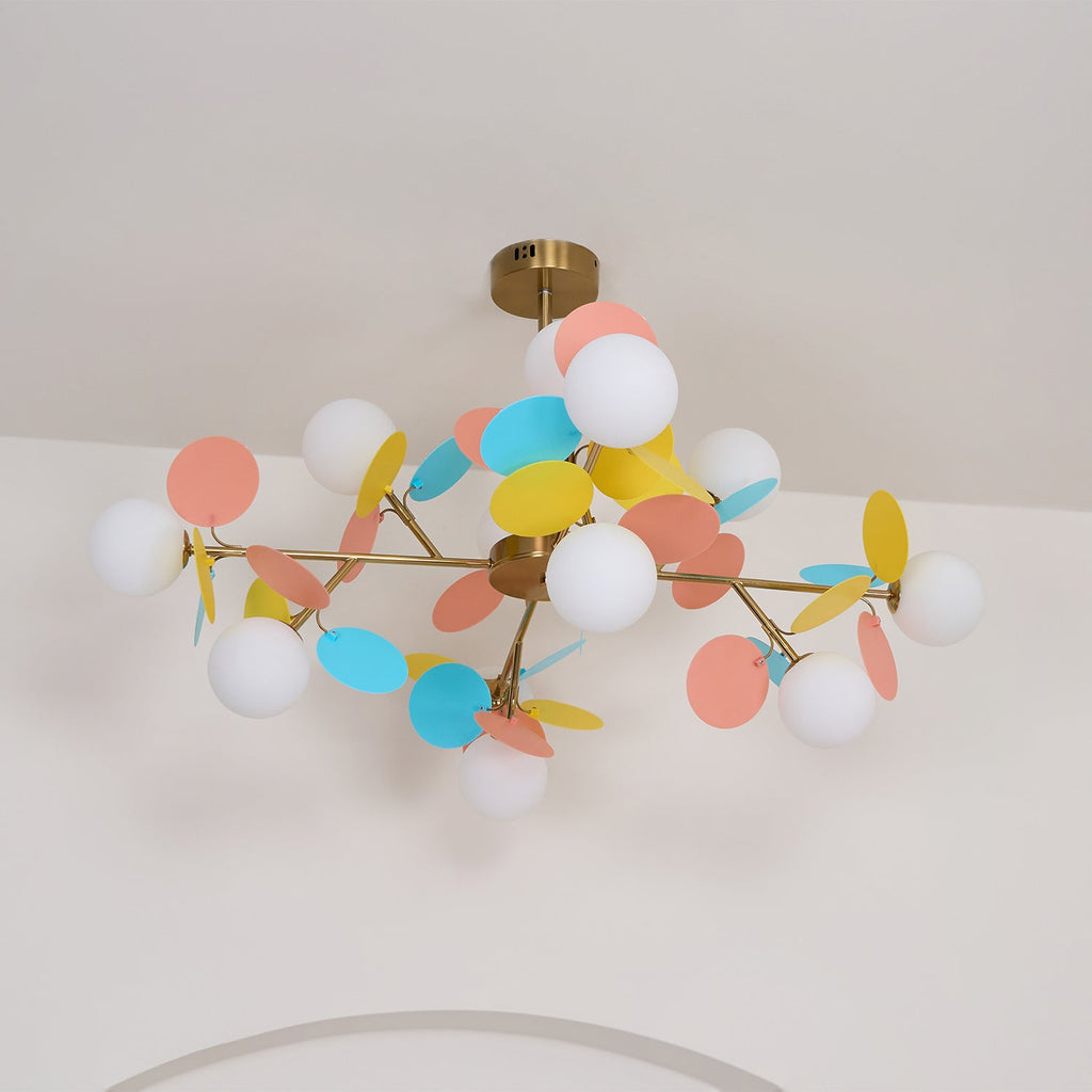 Tree chandelier suspended in a bright modern interior