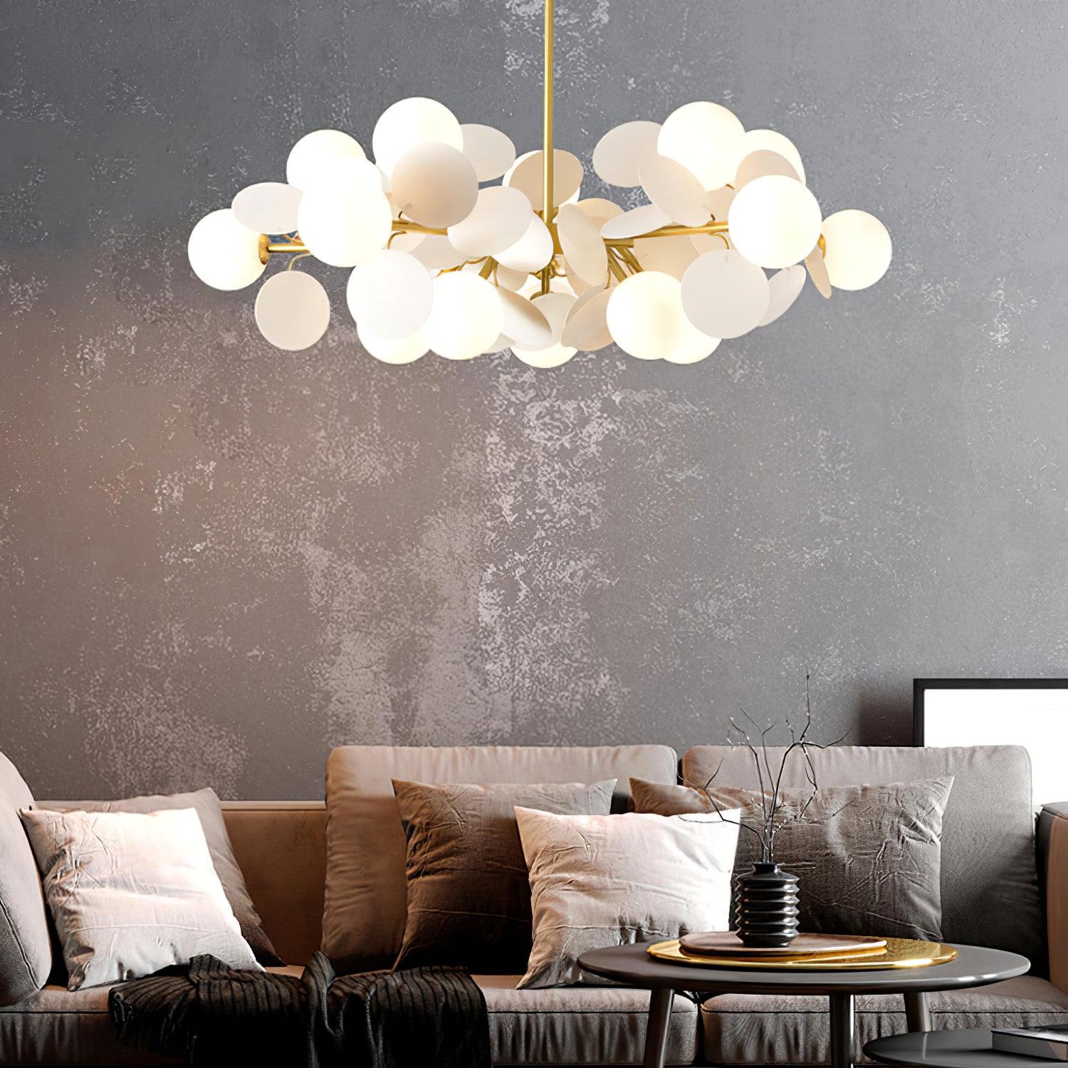 Tree chandelier styled in a contemporary dining space