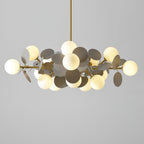 Full tree chandelier configuration with shades fanned outward