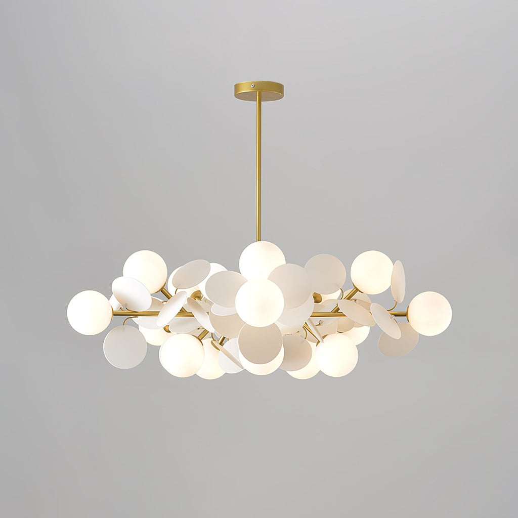 Side profile of the tree chandelier showing the adjustable rod drop
