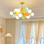 Tree chandelier glass shade detail showing the open top design