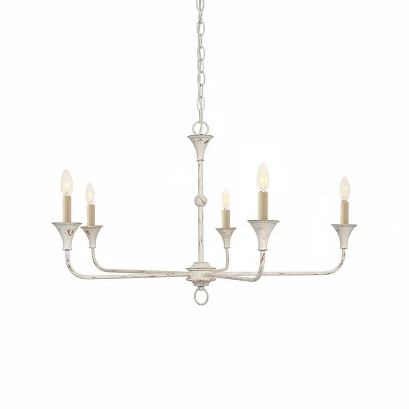 Candle chandelier shown in old white finish